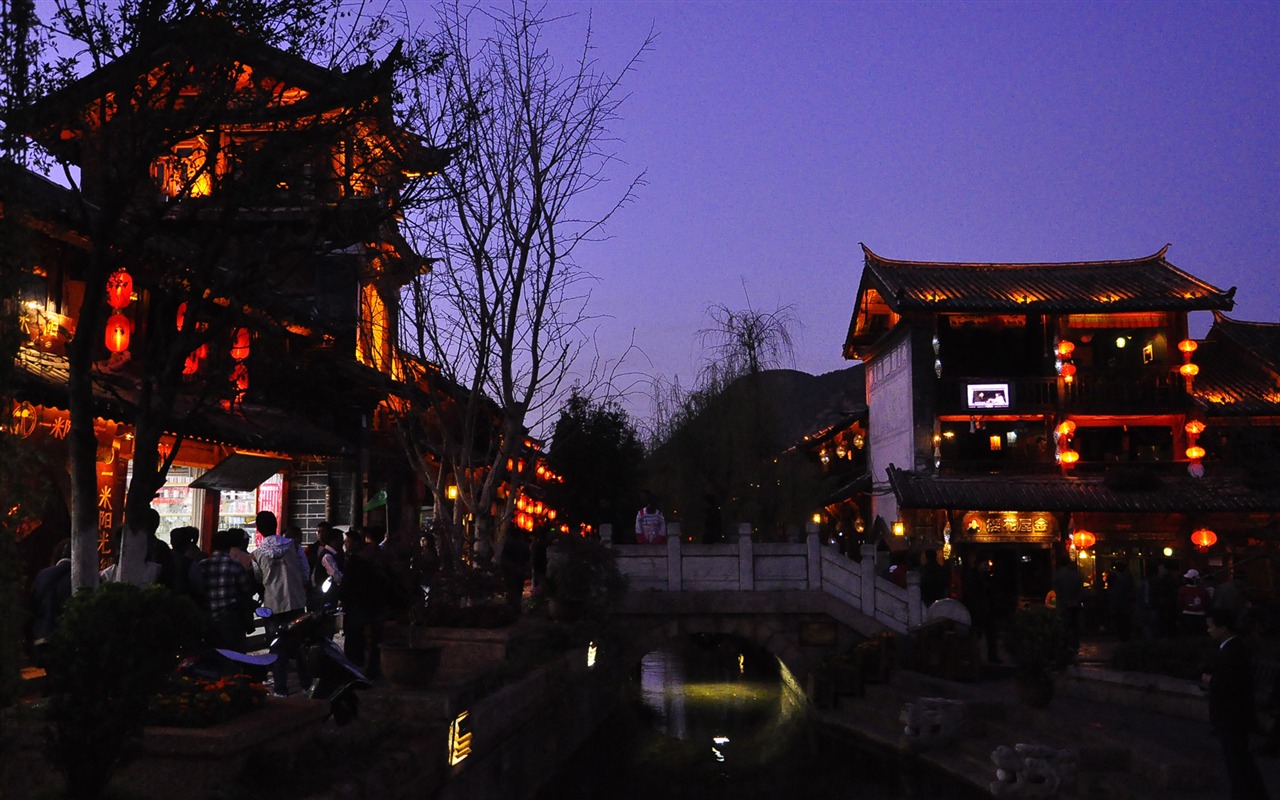 Starobylé město Lijiang Night (Staré Hong OK práce) #18 - 1280x800