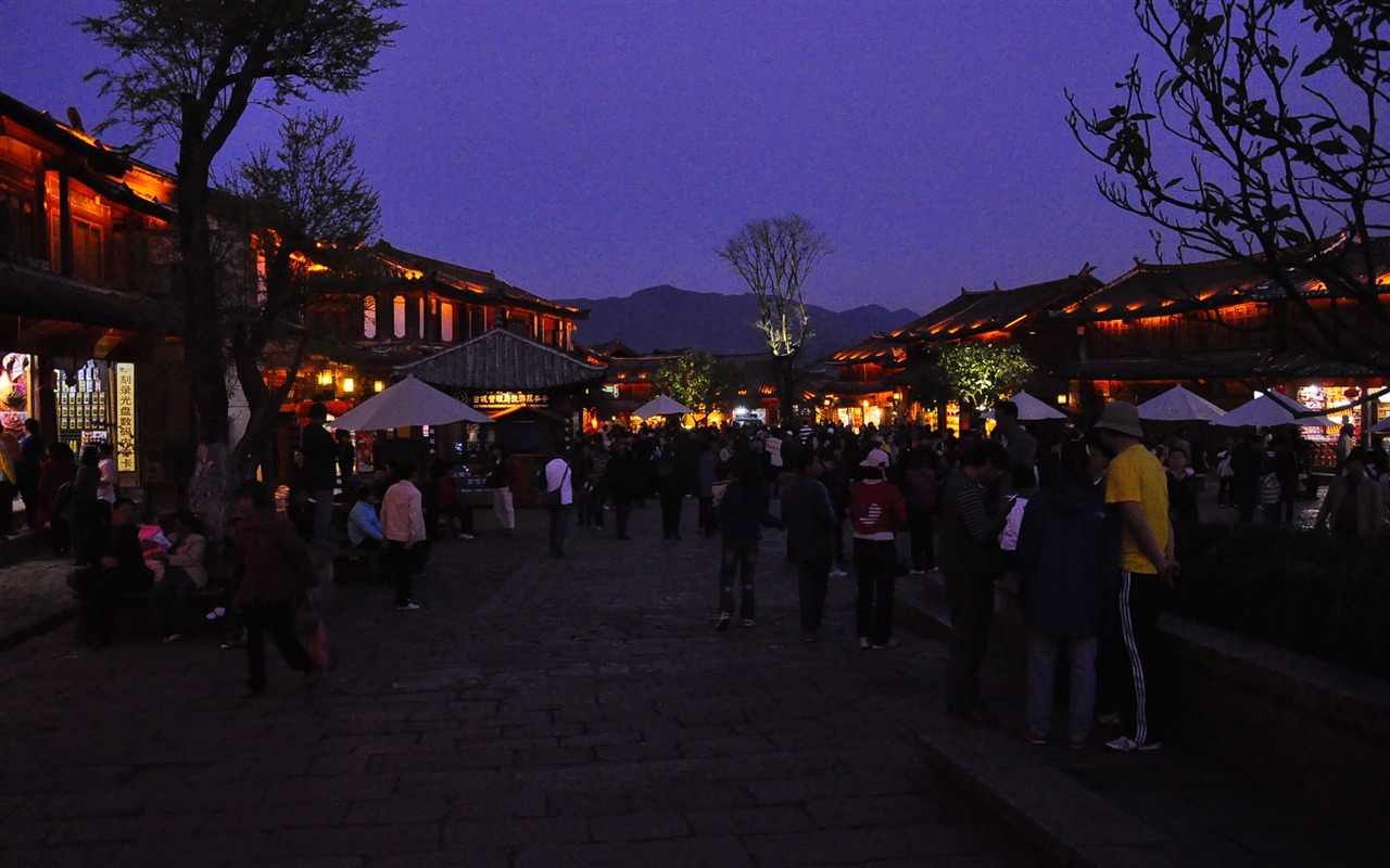 Starobylé město Lijiang Night (Staré Hong OK práce) #20 - 1280x800