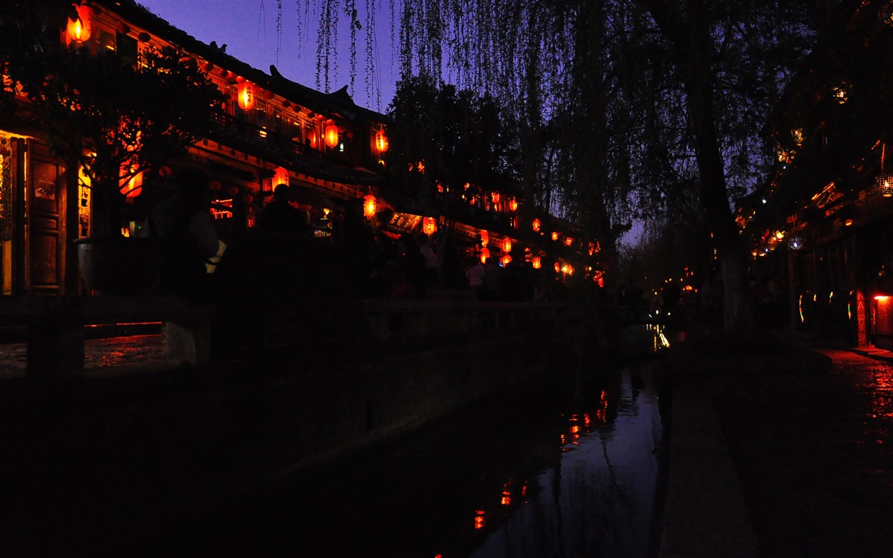 Starobylé město Lijiang Night (Staré Hong OK práce) #22 - 1280x800