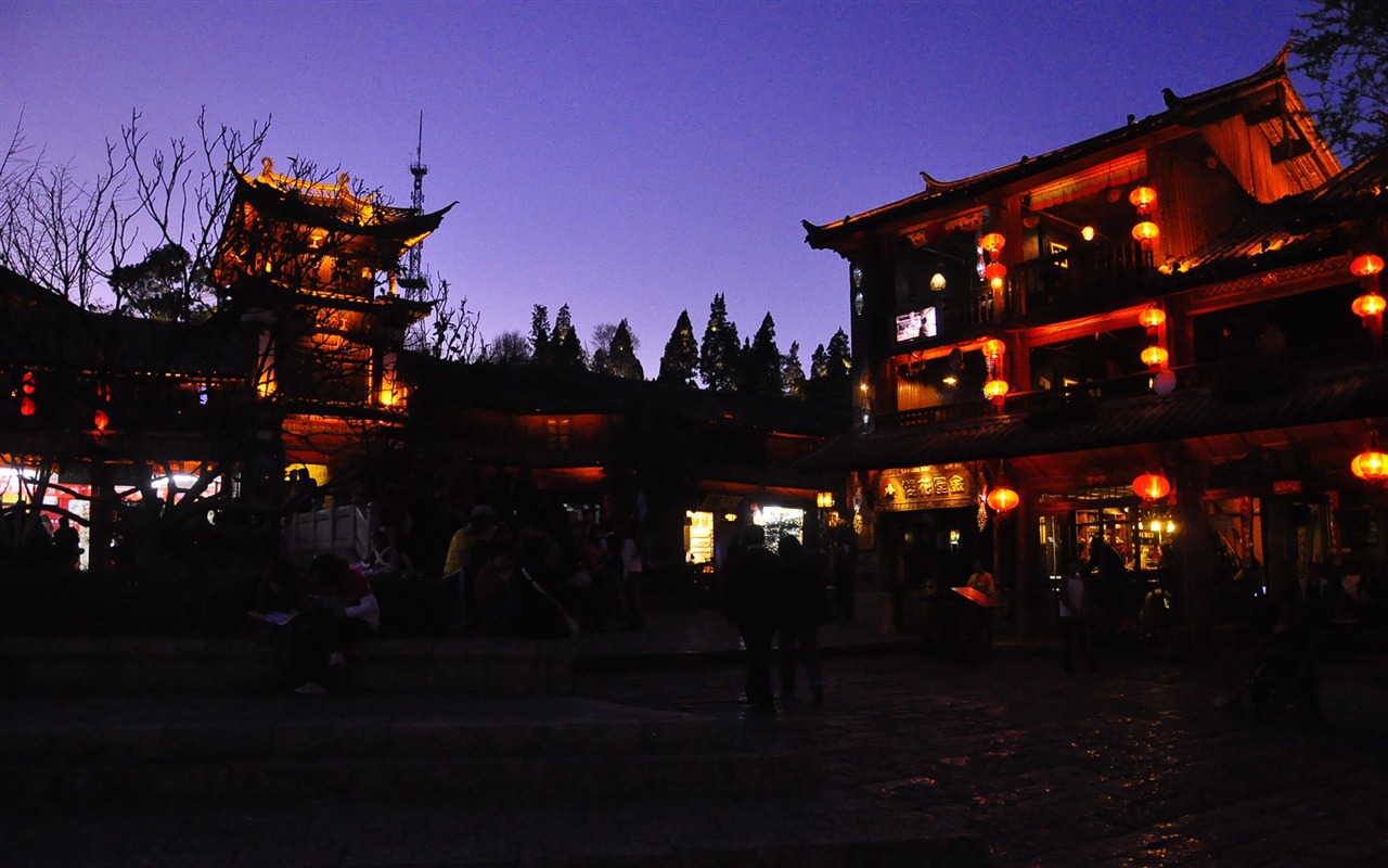 Starobylé město Lijiang Night (Staré Hong OK práce) #24 - 1280x800