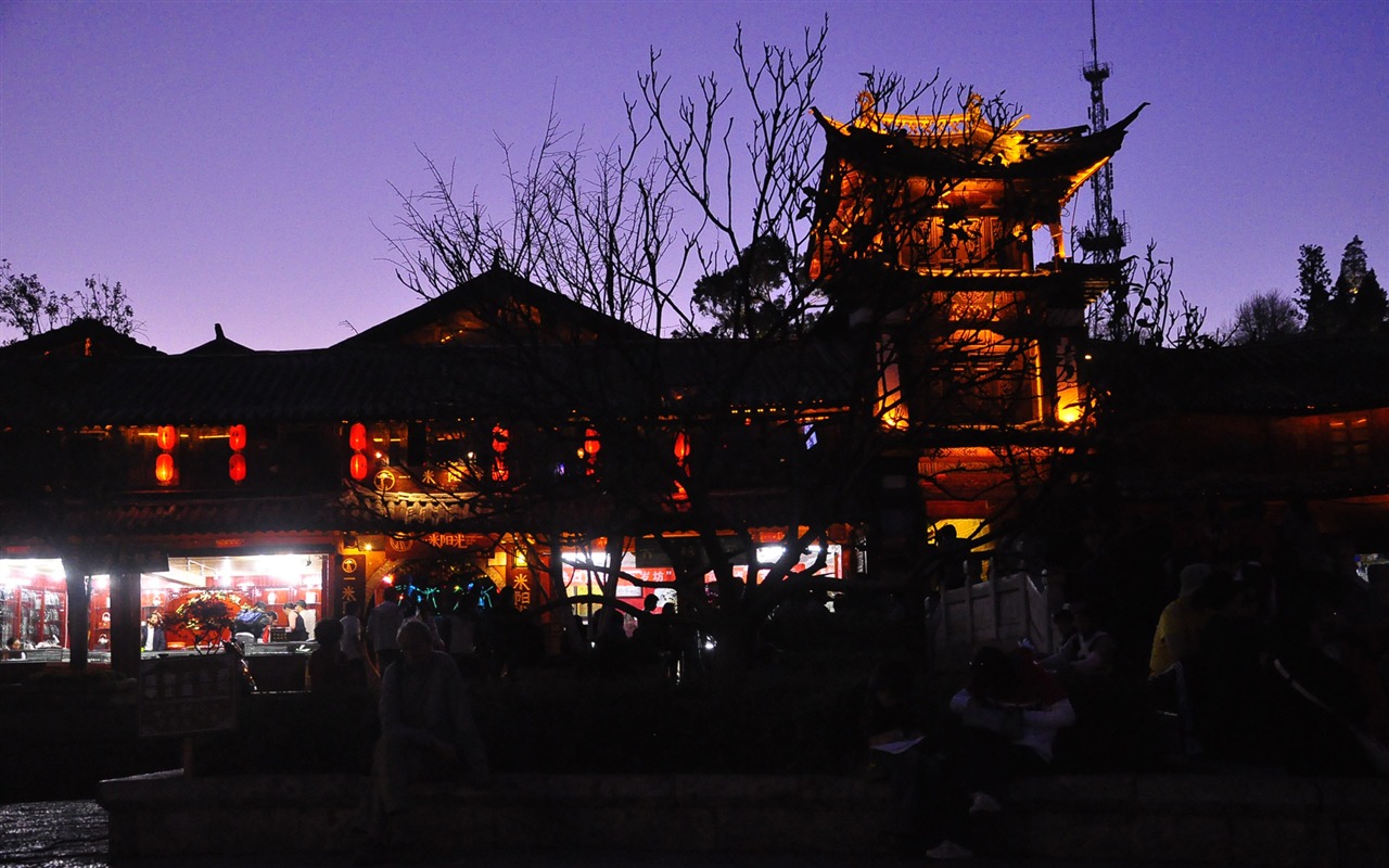 Starobylé město Lijiang Night (Staré Hong OK práce) #25 - 1280x800