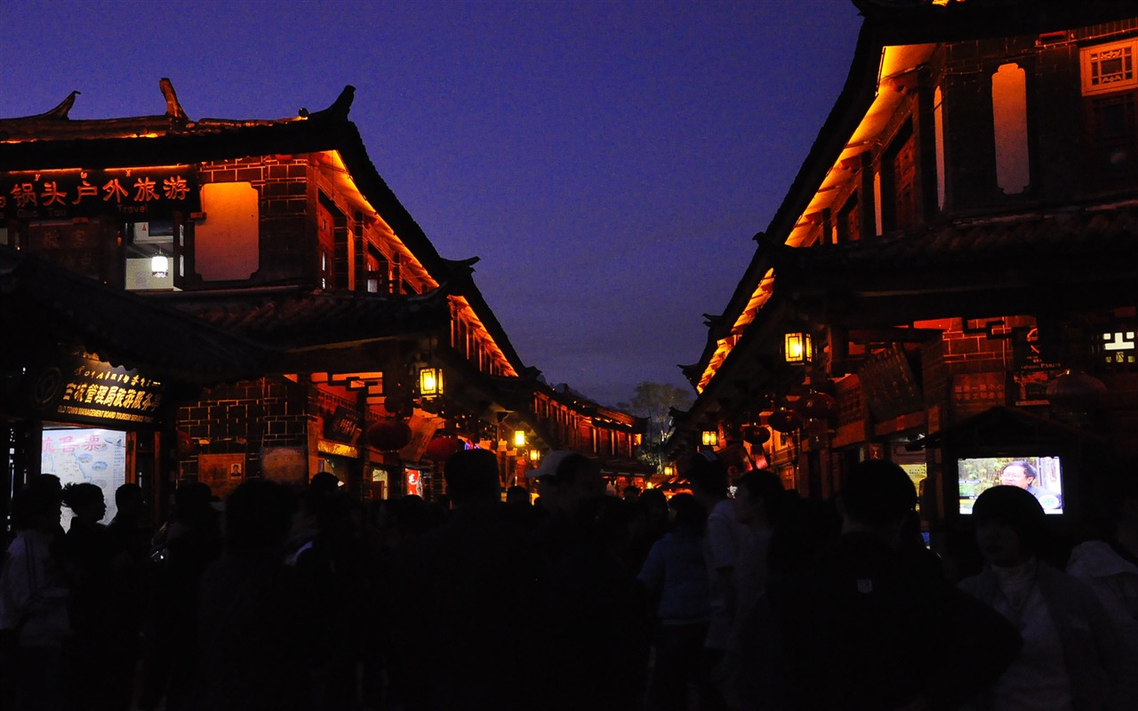 Starobylé město Lijiang Night (Staré Hong OK práce) #26 - 1280x800