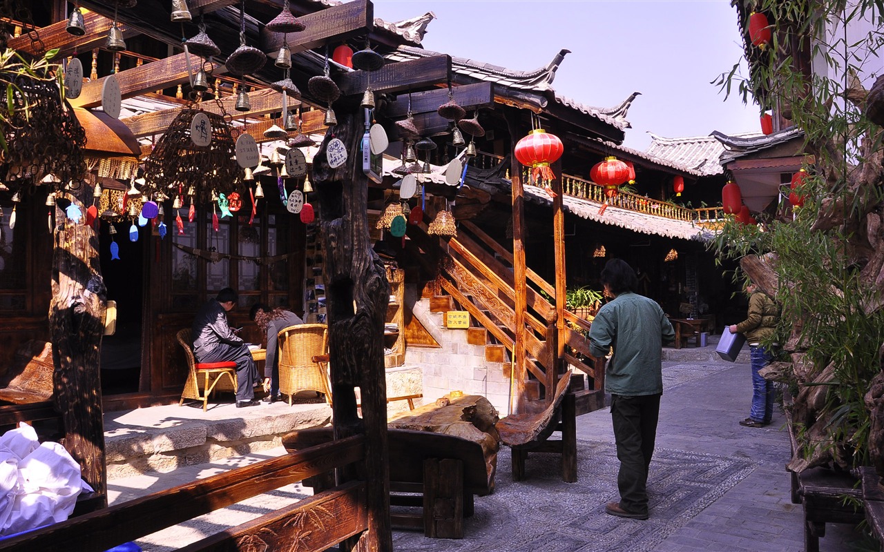 Starobylé město Lijiang atmosféra (1) (starý Hong OK práce) #13 - 1280x800