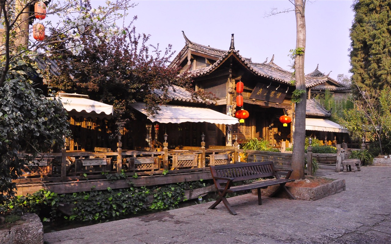 Starobylé město Lijiang atmosféra (2) (starý Hong OK práce) #1 - 1280x800