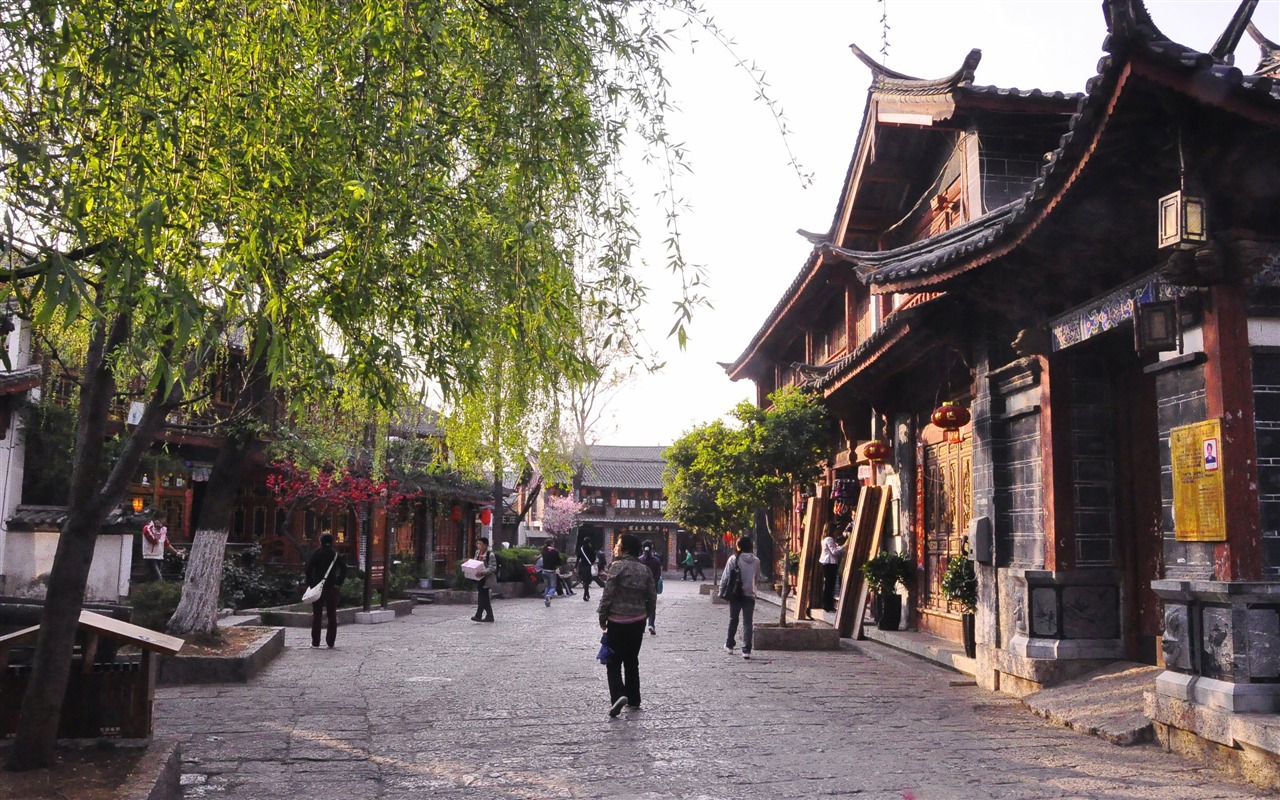 Starobylé město Lijiang atmosféra (2) (starý Hong OK práce) #3 - 1280x800