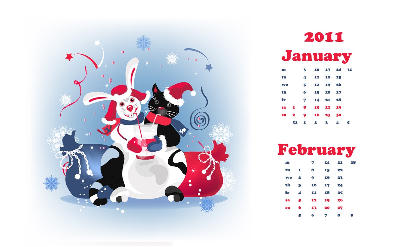 Year of the Rabbit 2011 calendar wallpaper (2) #14 - 1280x800