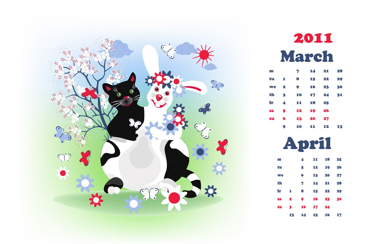 Year of the Rabbit 2011 calendar wallpaper (2) #16 - 1280x800