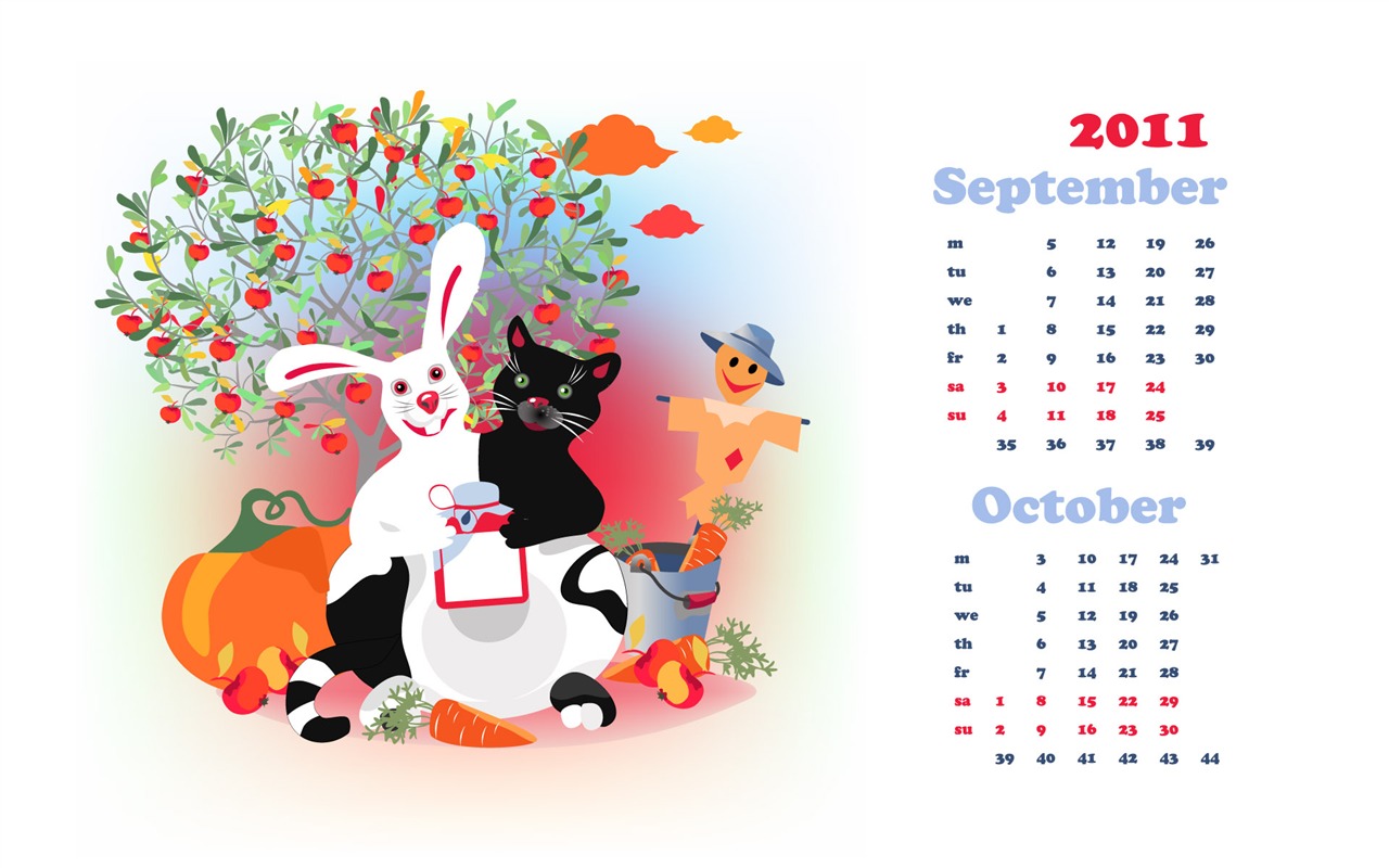 Année du papier peint Rabbit calendrier 2011 (2) #19 - 1280x800