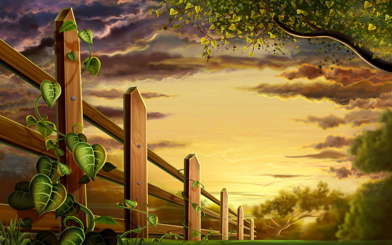 Colorful hand-painted wallpaper landscape ecology (2) #4 - 1280x800