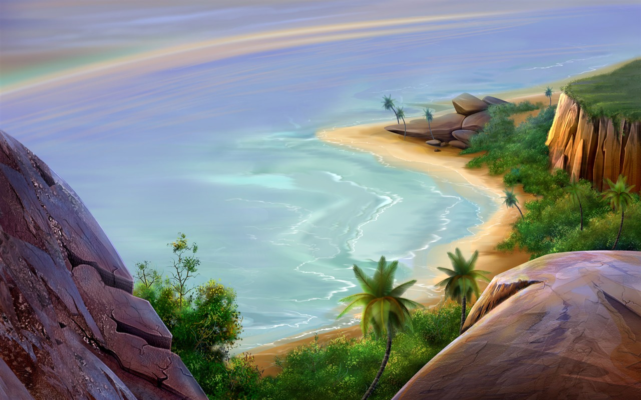Colorido fondo de pantalla pintados a mano ecología del paisaje (3) #6 - 1280x800