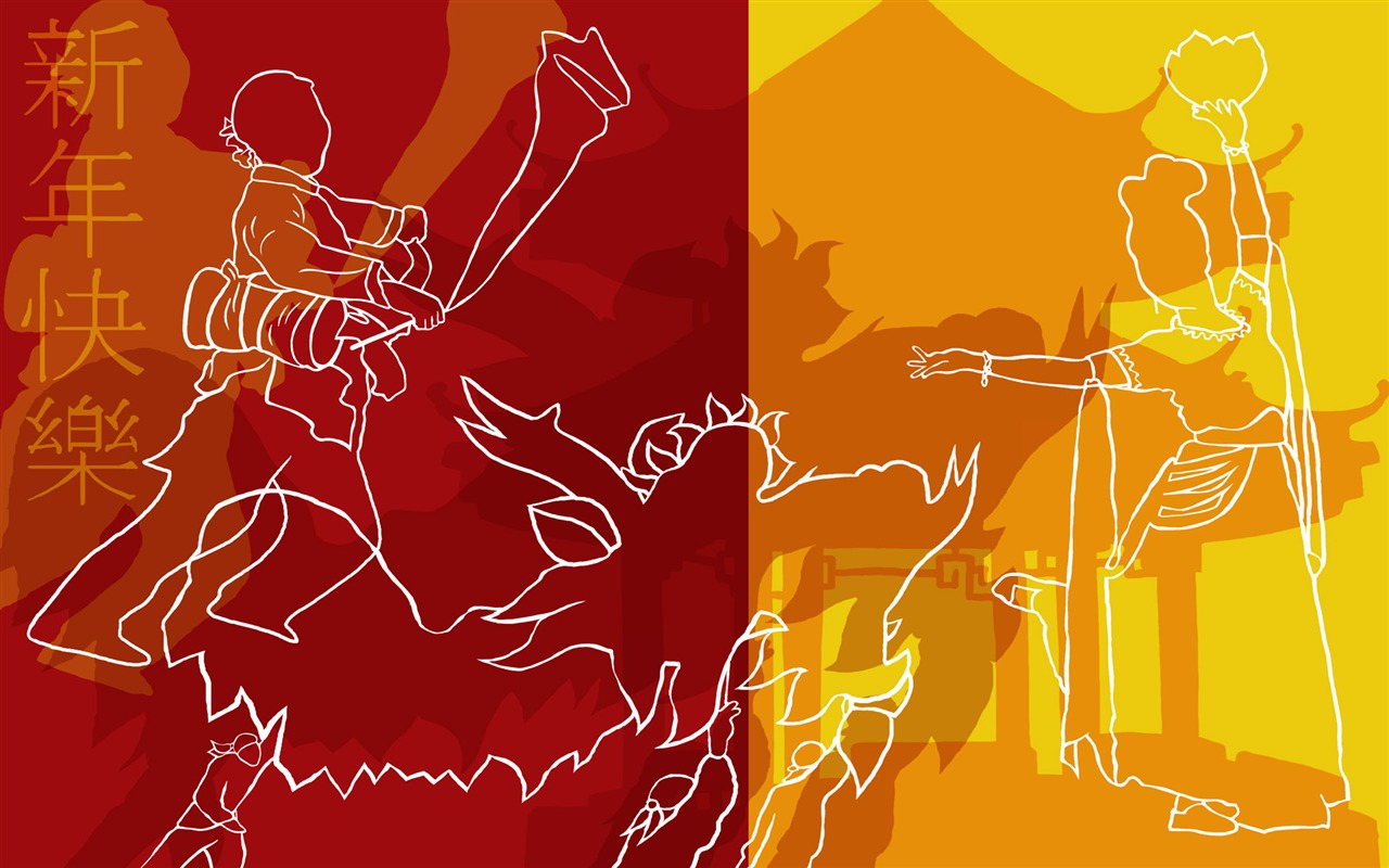 Hand-painted wallpaper line drawing (2) #20 - 1280x800