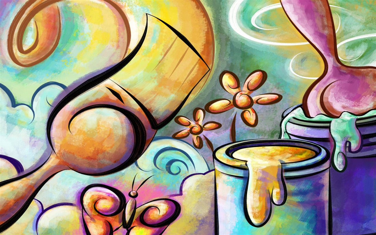 Obývací ručně malované-tapety širokoúhlé (10) #19 - 1280x800