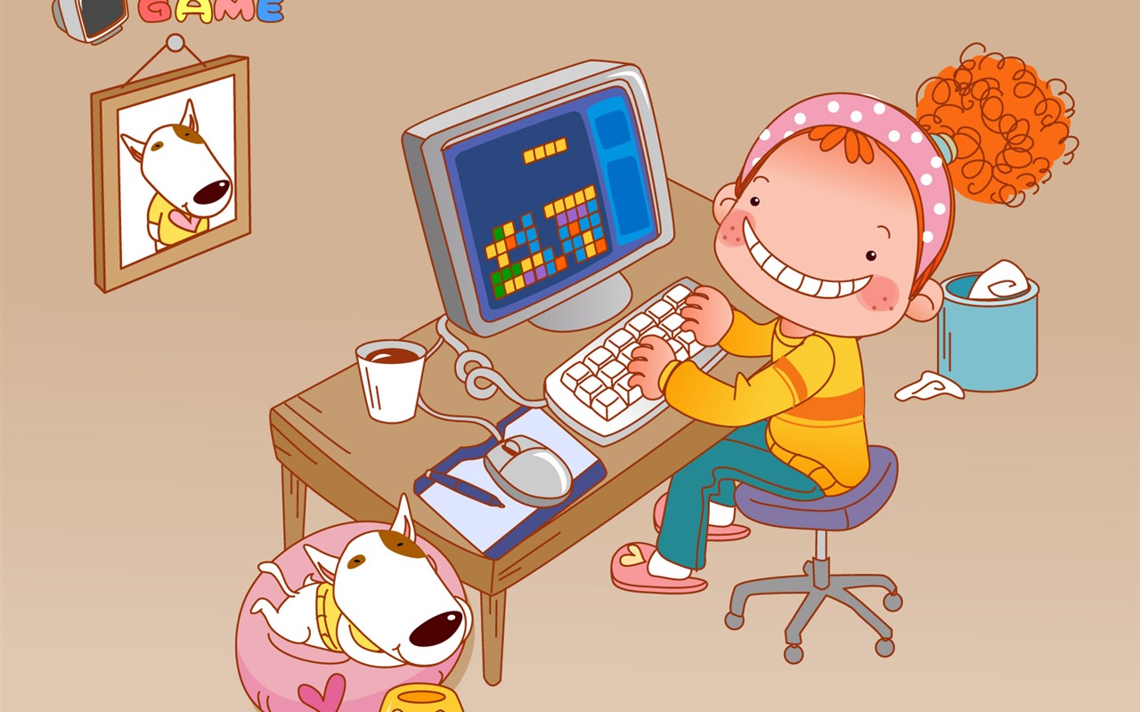 Vector dívka a pes tapety na plochu #6 - 1280x800