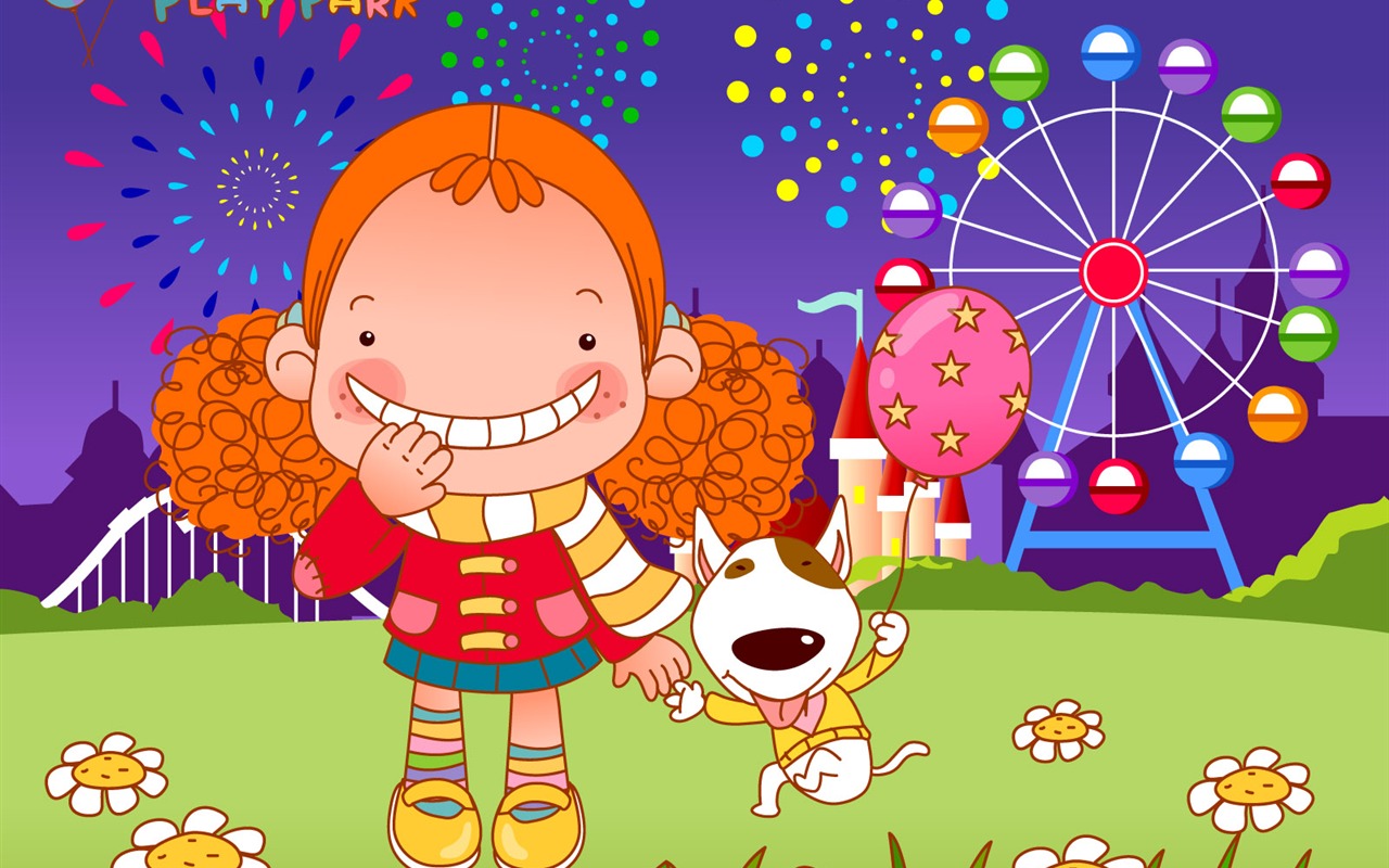 Vector dívka a pes tapety na plochu #10 - 1280x800