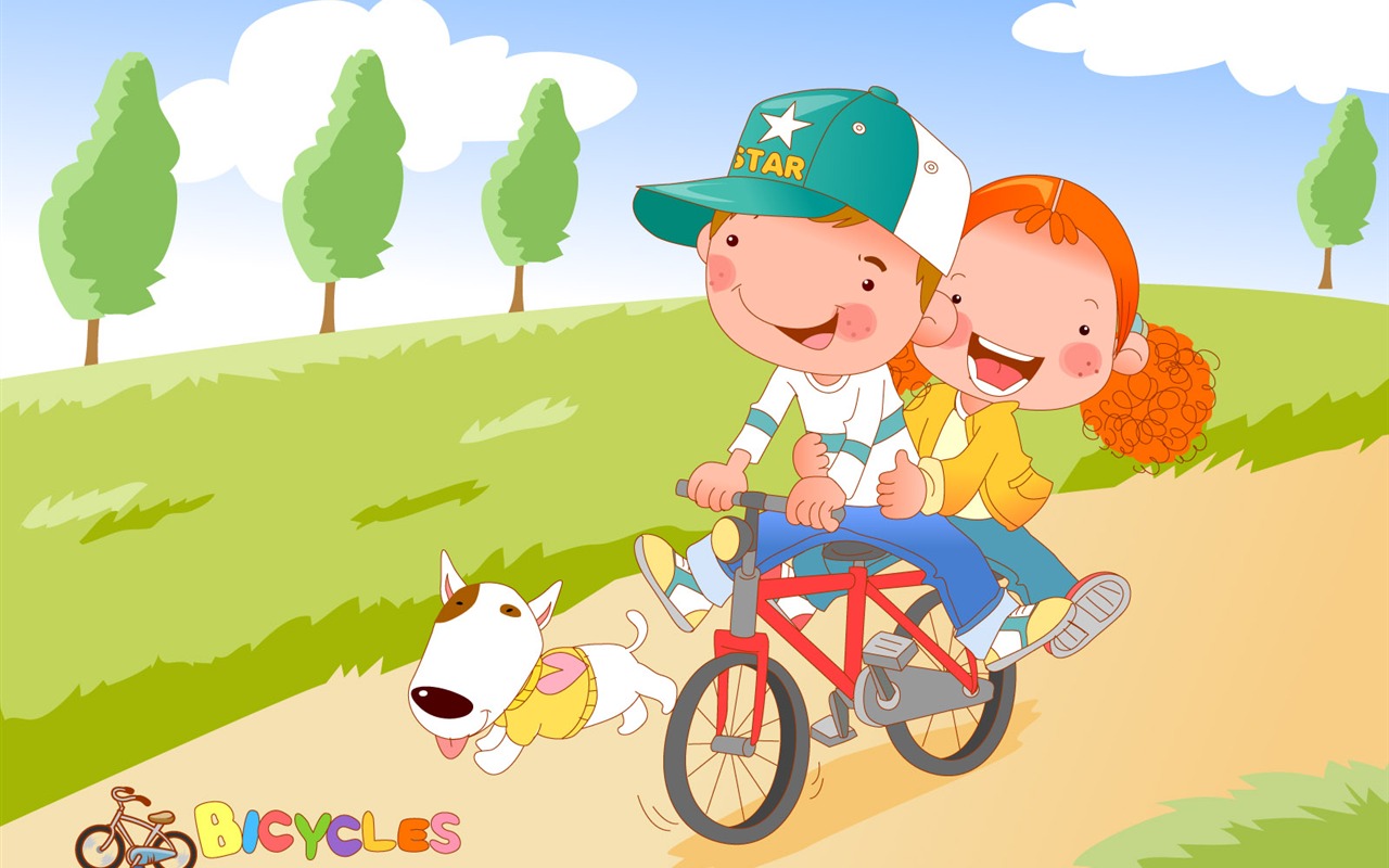 Vector dívka a pes tapety na plochu #12 - 1280x800