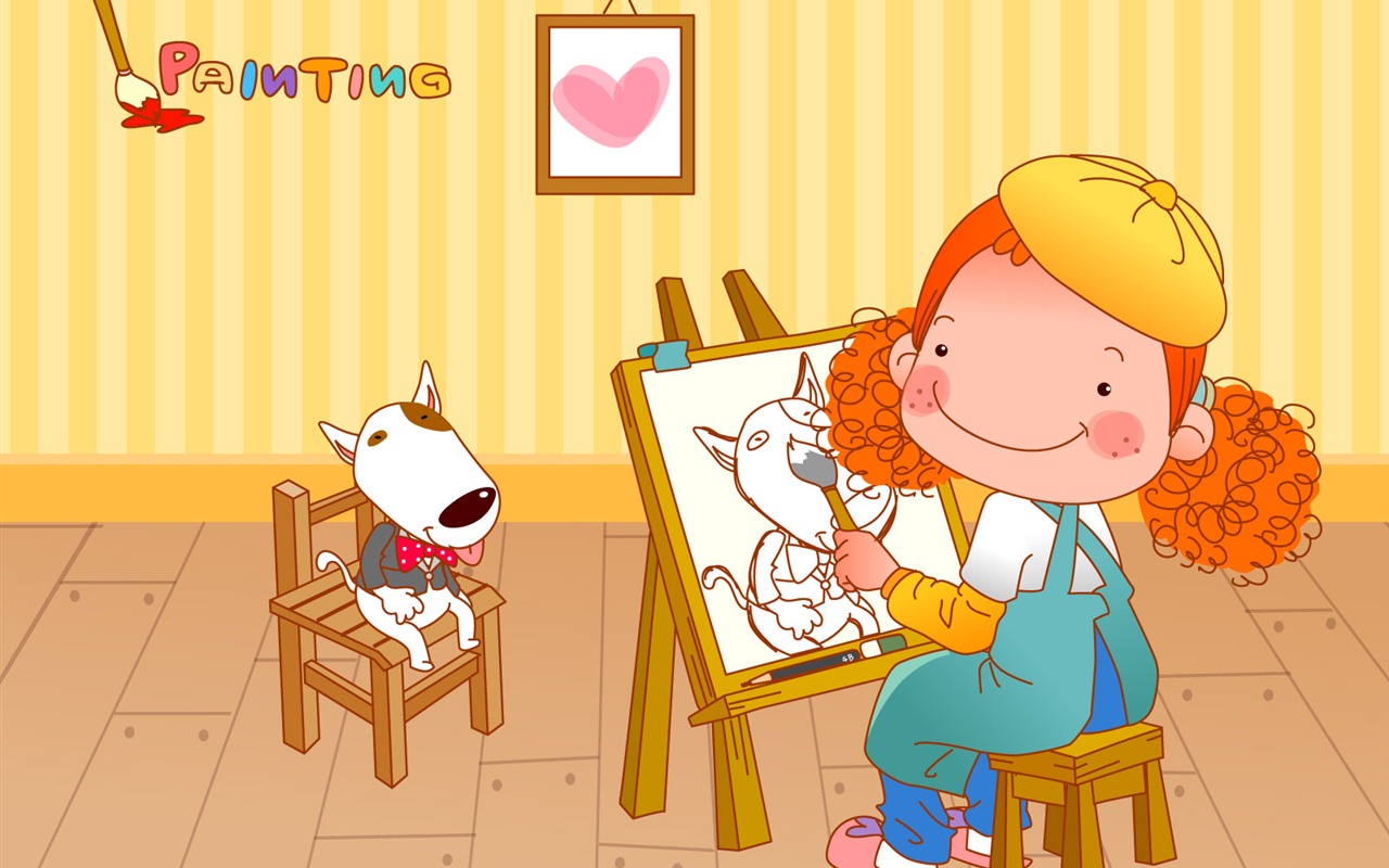 Vector girl and dog wallpapers #13 - 1280x800
