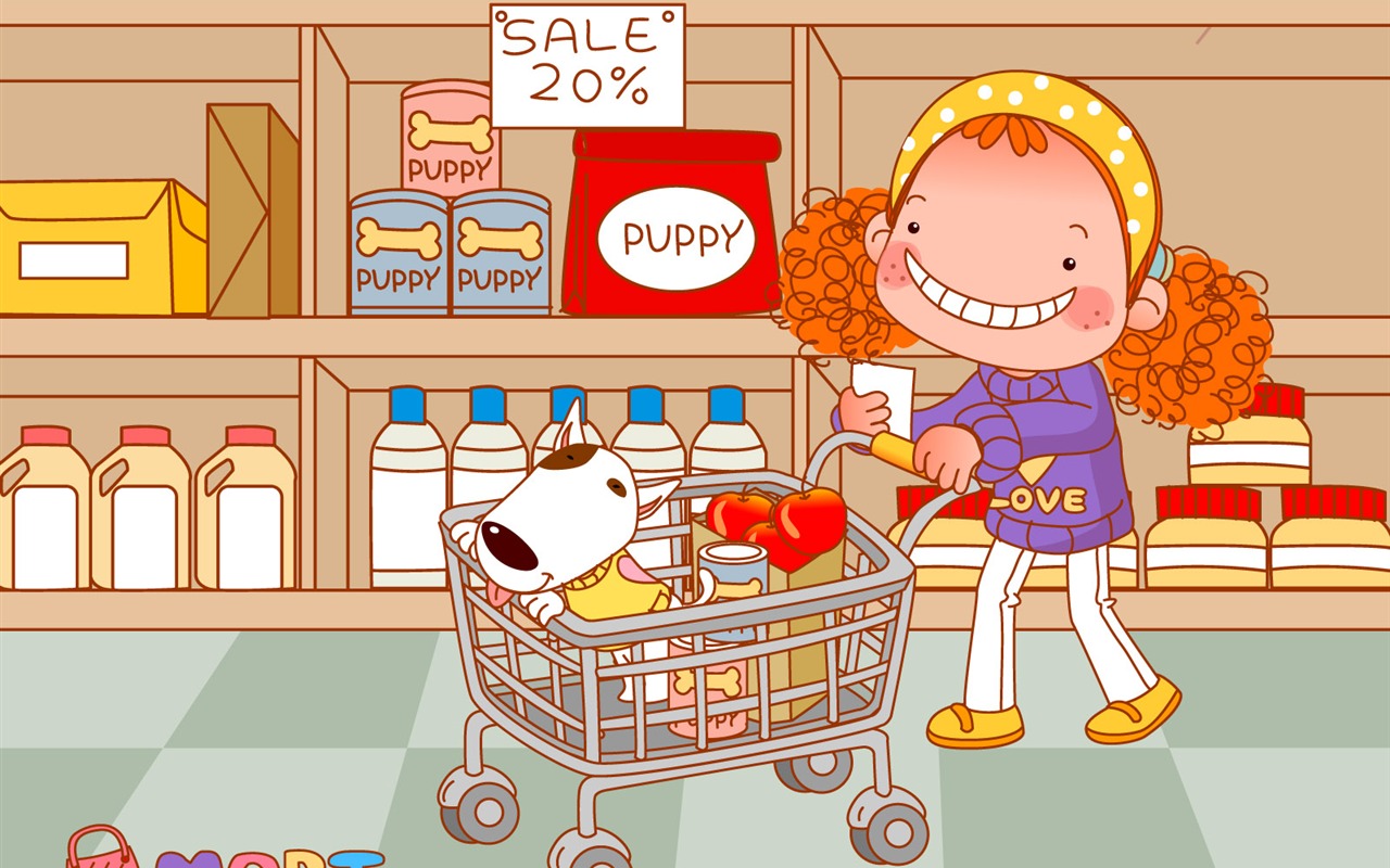 Vector girl and dog wallpapers #14 - 1280x800