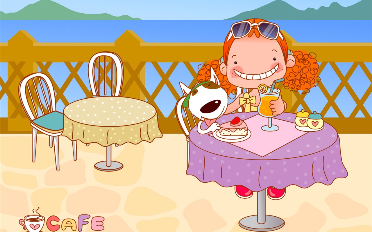 Vector dívka a pes tapety na plochu #18 - 1280x800