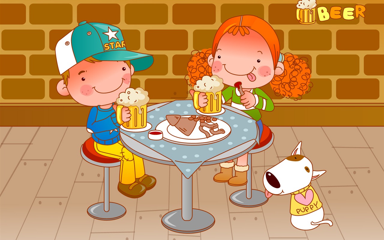 Vector dívka a pes tapety na plochu #19 - 1280x800