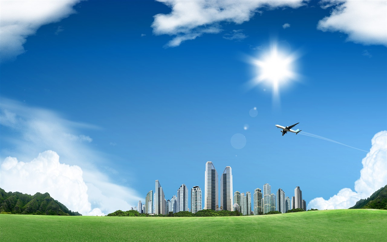 Photoshop sunny summer landscape wallpaper (1) #3 - 1280x800