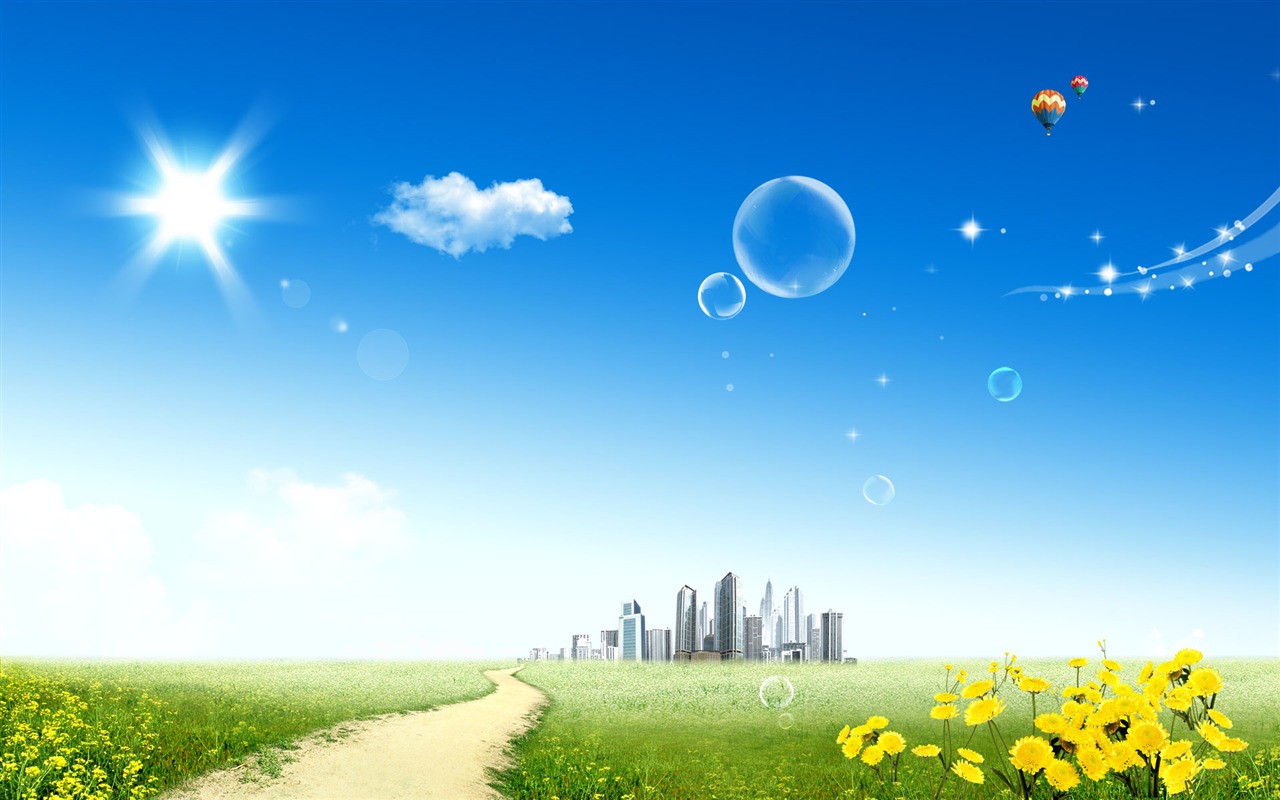 Photoshop sonnigen Sommertag Landschaft Wallpaper (1) #4 - 1280x800