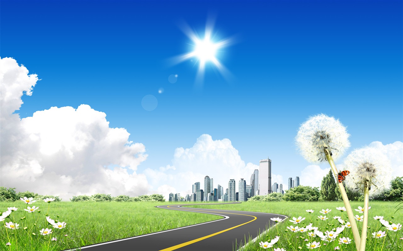 Photoshop sonnigen Sommertag Landschaft Wallpaper (1) #7 - 1280x800