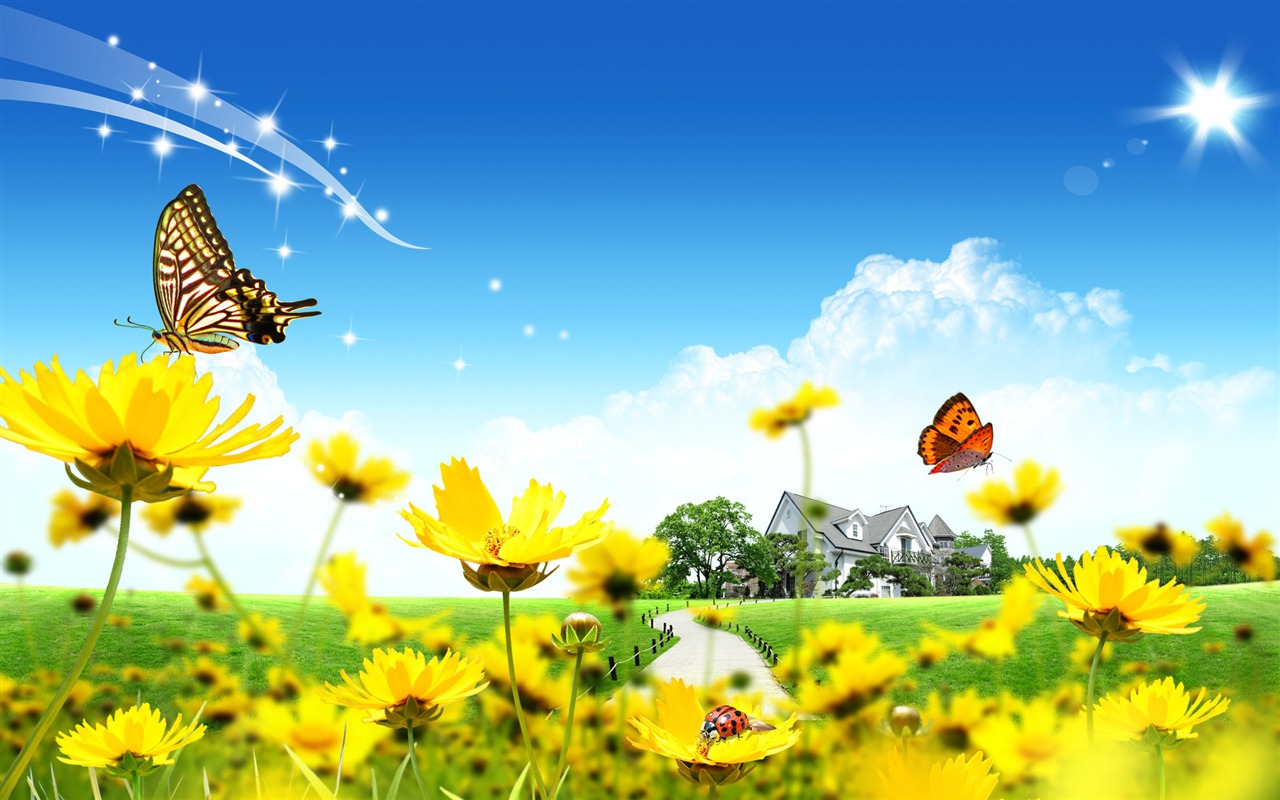 Photoshop sonnigen Sommertag Landschaft Wallpaper (1) #10 - 1280x800