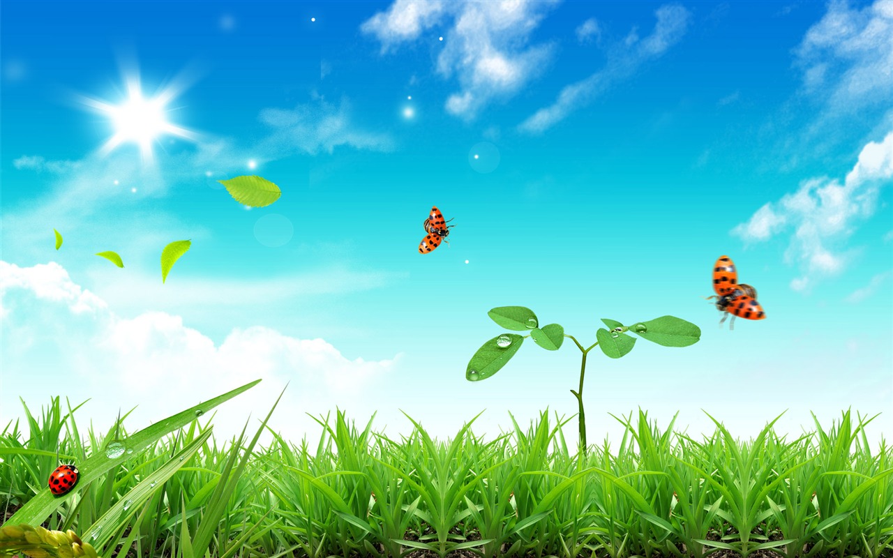 Photoshop sunny summer landscape wallpaper (1) #15 - 1280x800