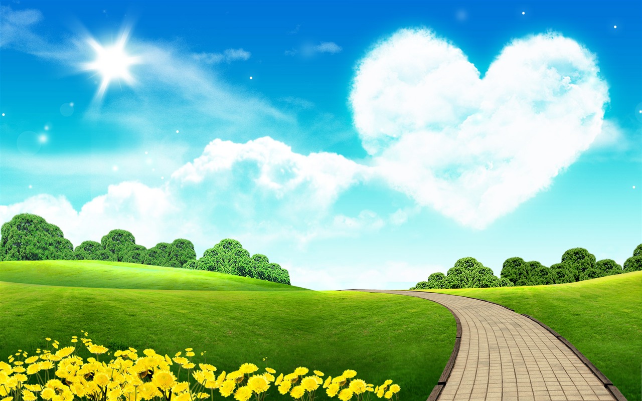 Photoshop sonnigen Sommertag Landschaft Wallpaper (2) #1 - 1280x800