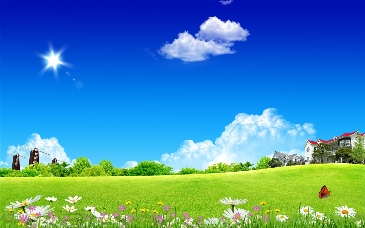 Photoshop sonnigen Sommertag Landschaft Wallpaper (2) #3 - 1280x800