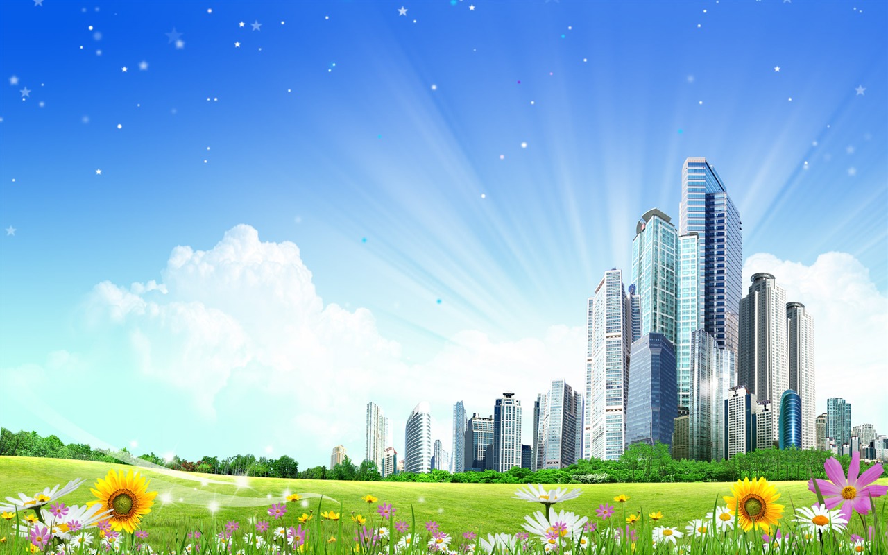 Photoshopの日当たりの良い夏の風景の壁紙 (2) #4 - 1280x800