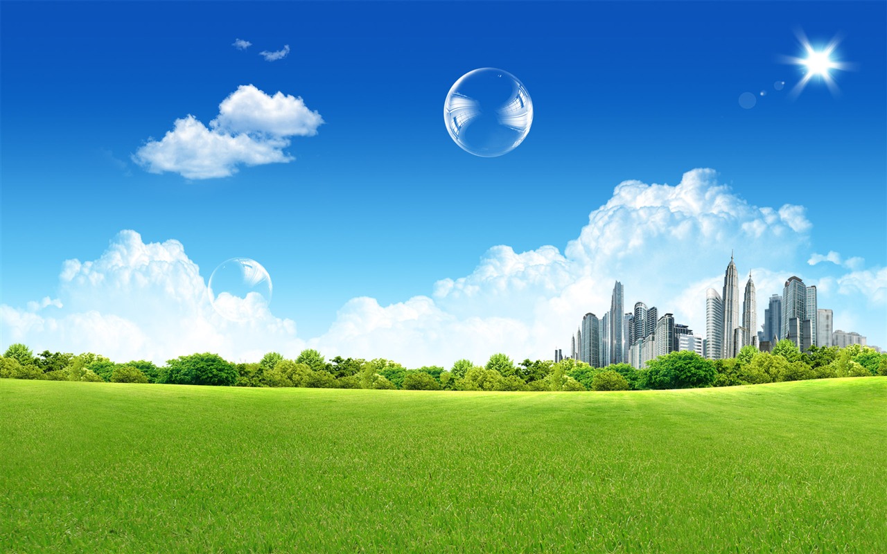 Photoshop sunny summer landscape wallpaper (2) #6 - 1280x800