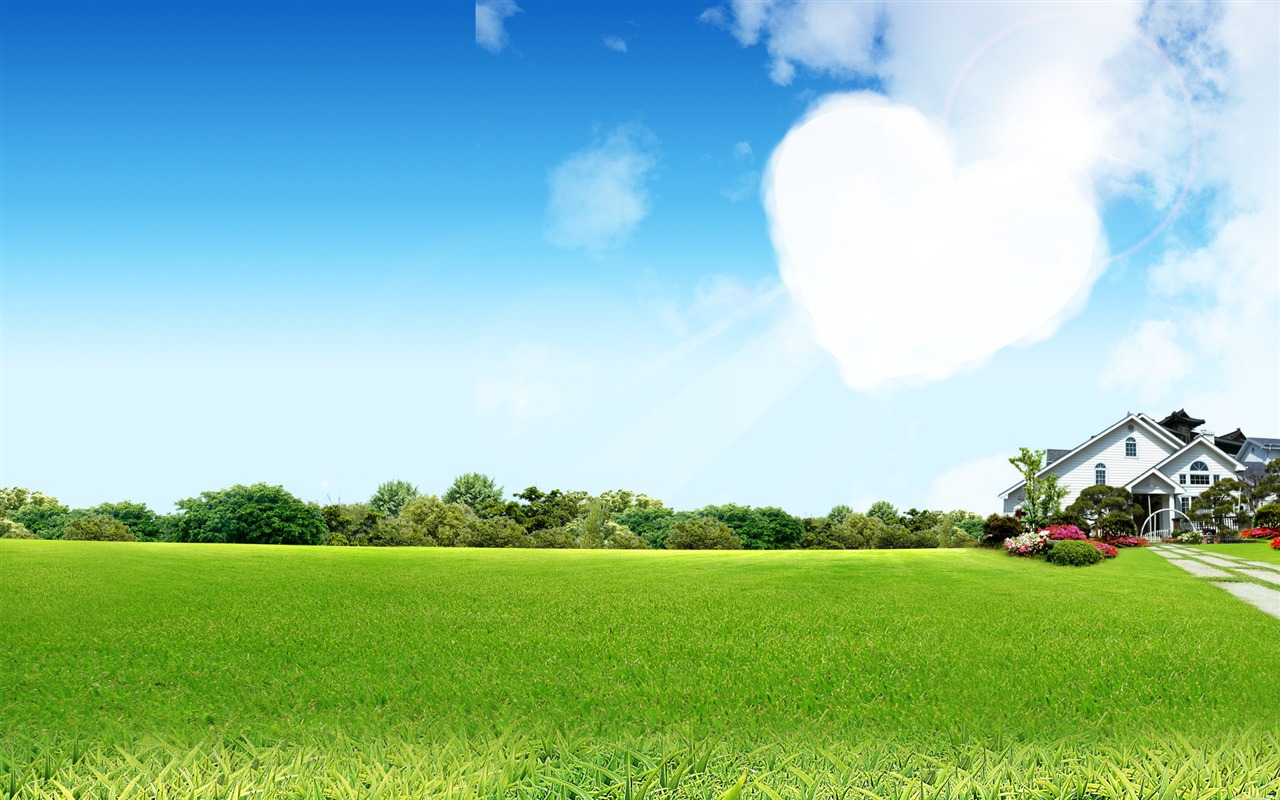 Photoshop sunny summer landscape wallpaper (2) #9 - 1280x800