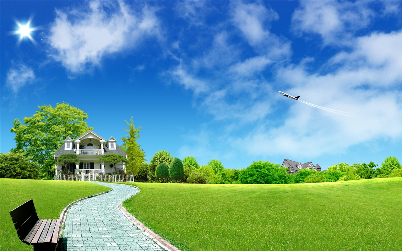 Photoshop sunny summer landscape wallpaper (2) #13 - 1280x800
