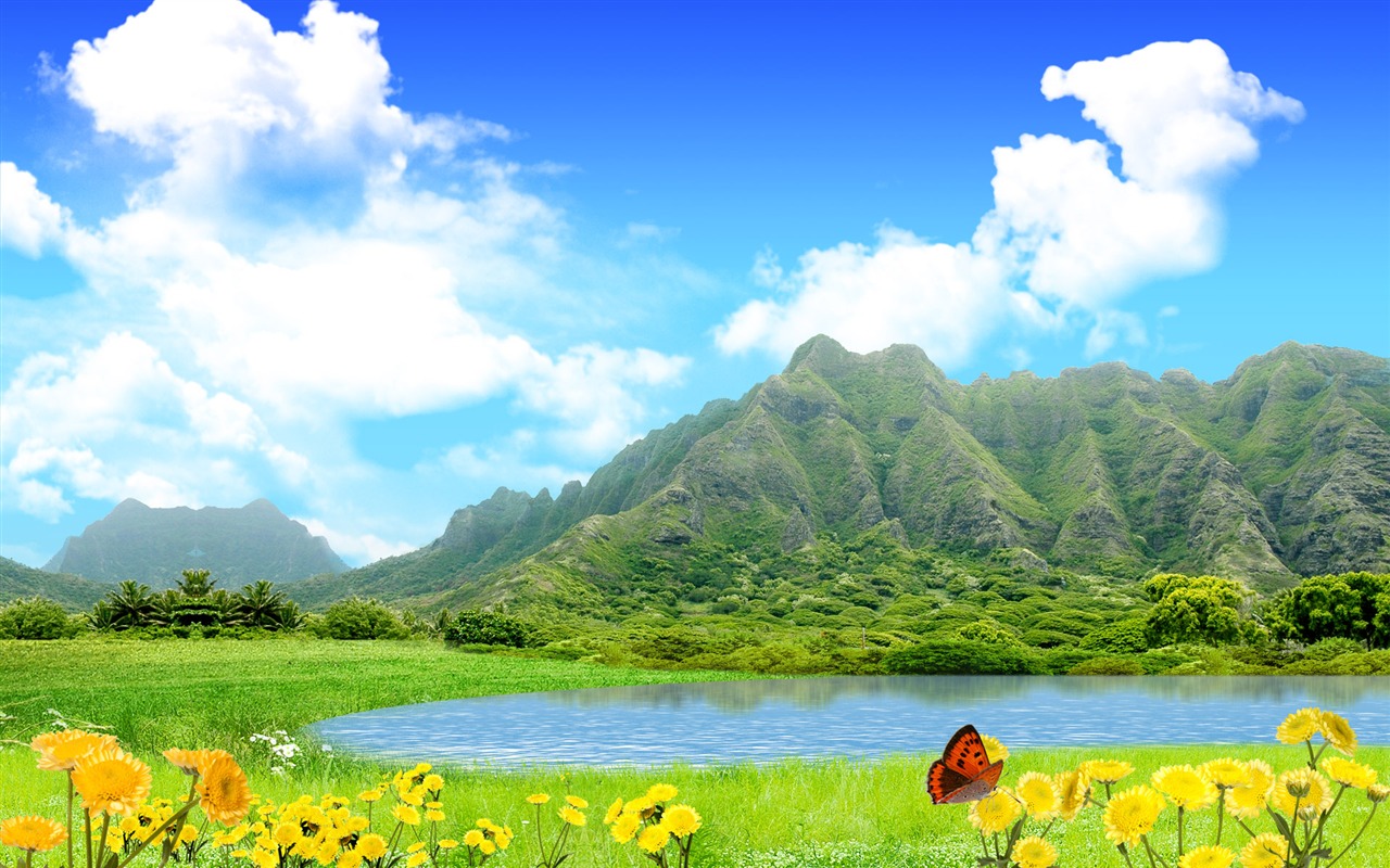 Photoshop sunny summer landscape wallpaper (2) #14 - 1280x800