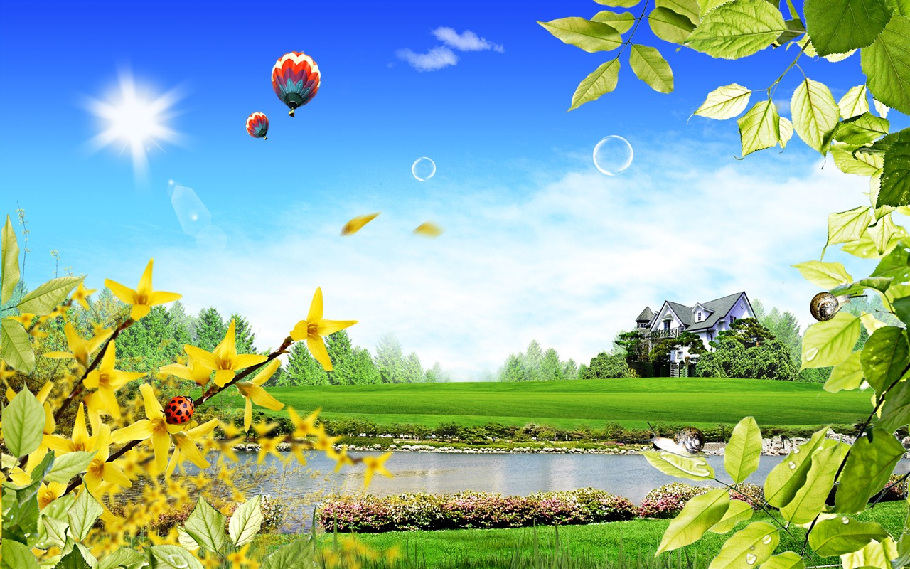 Photoshop sonnigen Sommertag Landschaft Wallpaper (2) #17 - 1280x800