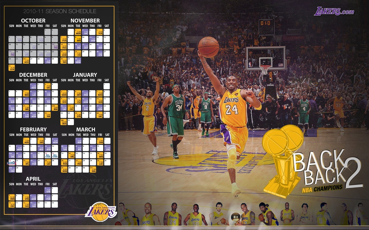 NBA la saison 2010-11, les Lakers de Los Angeles Fonds d'écran #16 - 1280x800