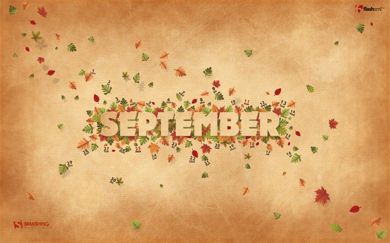 2011年9月カレンダー壁紙（2） #12 - 1280x800