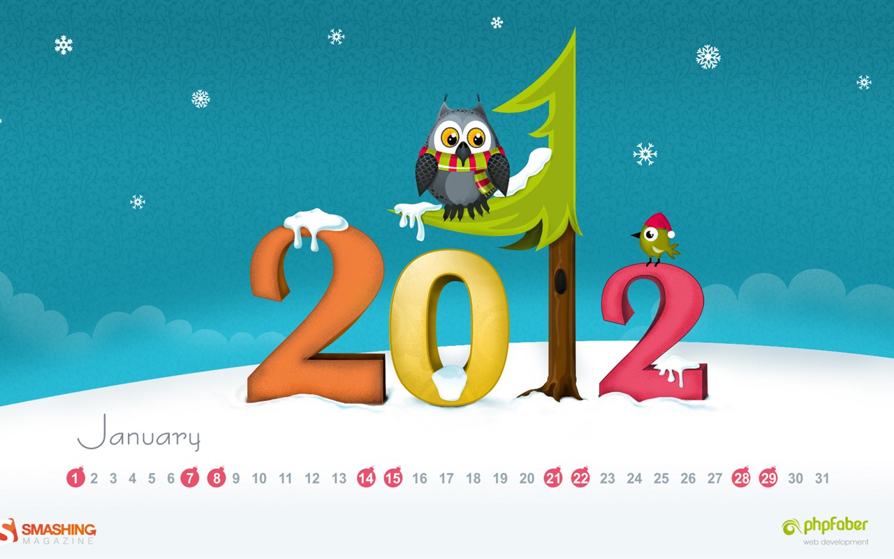 Januar 2012 Kalender Wallpapers #1 - 1280x800