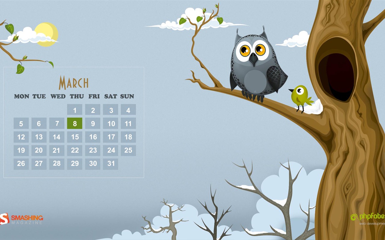 Март 2012 Календарь обои #15 - 1280x800