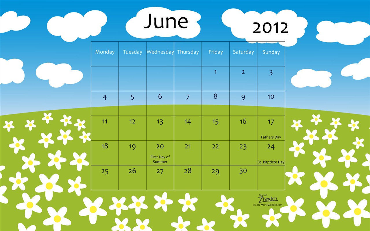 Calendario de junio de 2012 fondos de pantalla (1) #2 - 1280x800