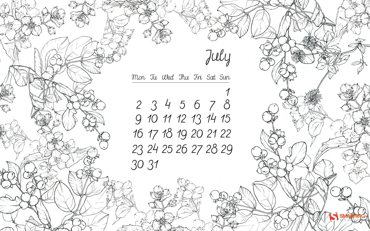 2012年7月カレンダー壁紙（1） #14 - 1280x800
