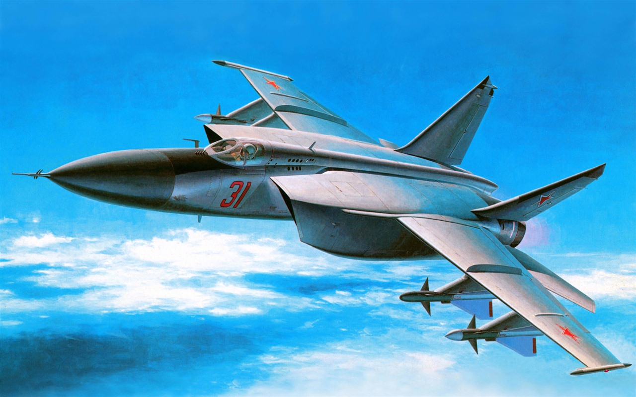 空中飛行的軍用飛機 精美繪畫壁紙 #5 - 1280x800