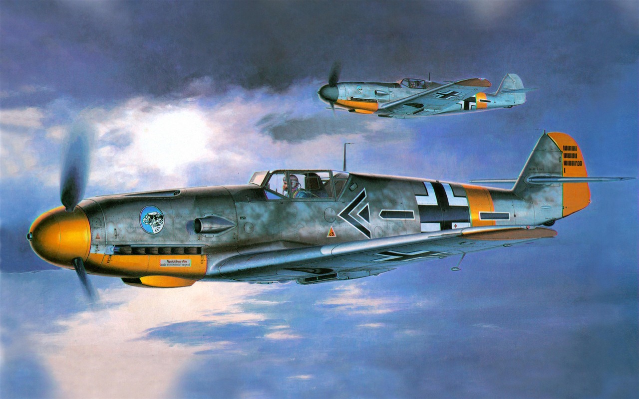 空中飛行的軍用飛機 精美繪畫壁紙 #11 - 1280x800