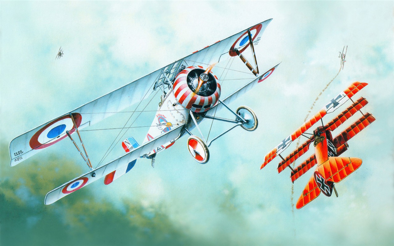 空中飛行的軍用飛機 精美繪畫壁紙 #14 - 1280x800