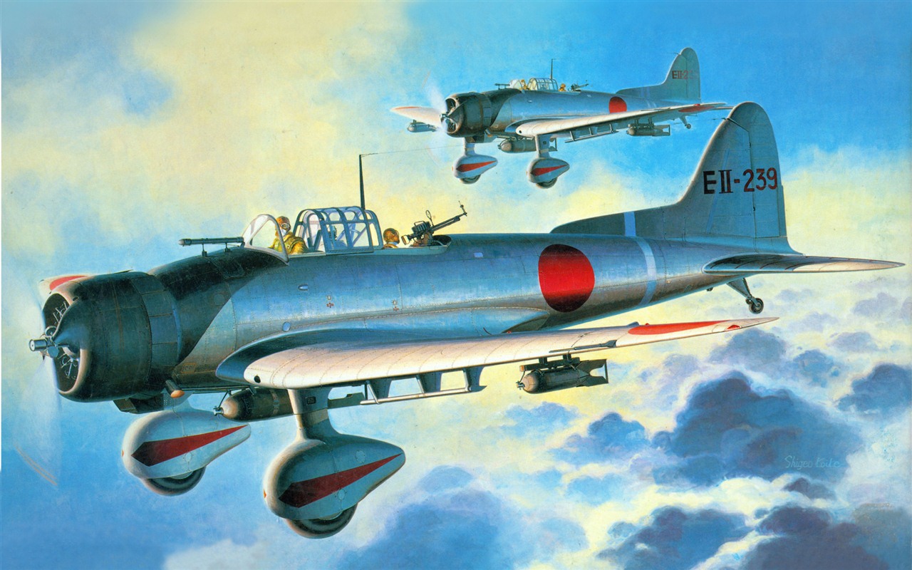 空中飛行的軍用飛機 精美繪畫壁紙 #16 - 1280x800