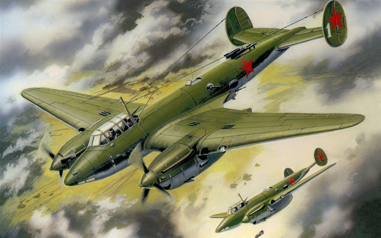 空中飛行的軍用飛機 精美繪畫壁紙 #19 - 1280x800