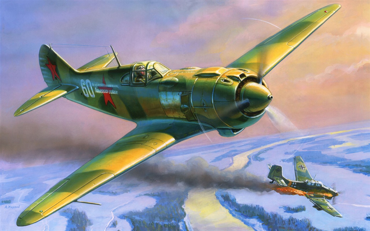 空中飛行的軍用飛機 精美繪畫壁紙 #20 - 1280x800
