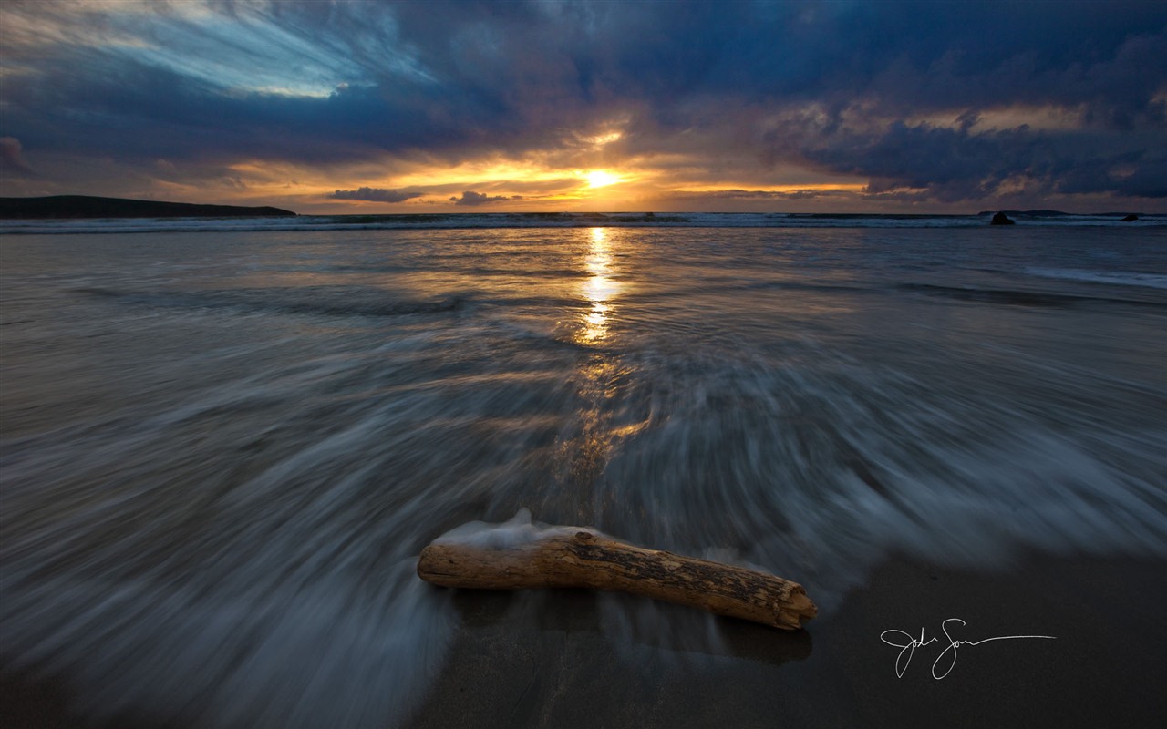 Windows 7 壁紙：海灘的日落日出 #2 - 1280x800