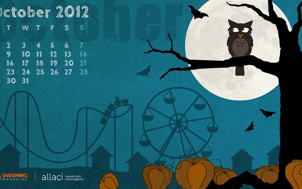 2012年10月カレンダー壁紙（1） #10 - 1280x800